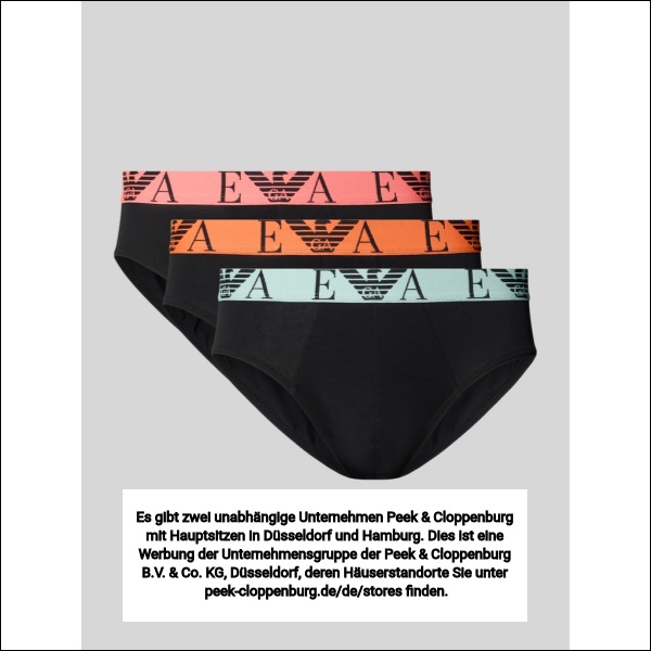 Emporio Armani Herren Schwarz Slip Mit Elastischem Logo-Bund Im 3Er-Pack