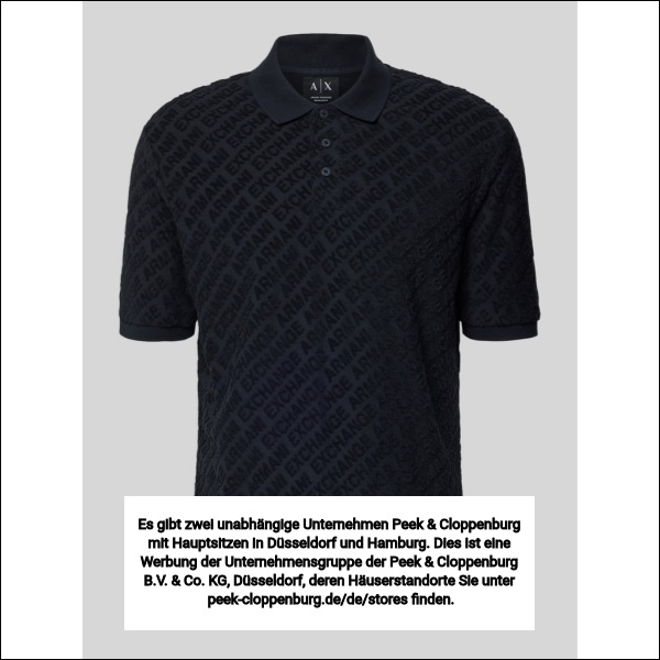 Armani Exchange Herren Dunkelblau Slim Fit Poloshirt Mit Logo-Muster